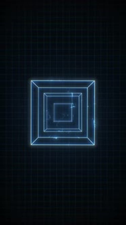 Digitaler Computergrafikwürfel im Retro-Look, blau