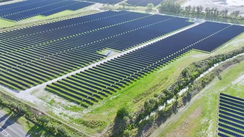 Renewable Electricity with Zero Emission Sustainable Electric Power Plant with Many Rows of Solar