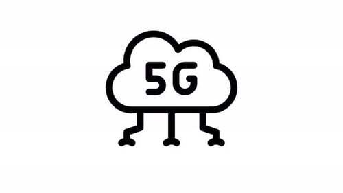Animated Flat Design 5G Cloud Network Icon