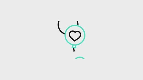 Minimalist Animated Line Art Heart Balloon Icon