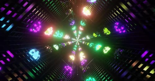 Abstract Neon Light Tunnel Background Seamless Loop