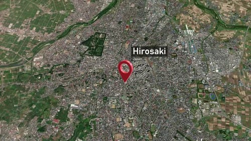 Hirosaki City Zoom (Japan) from Space to Earth