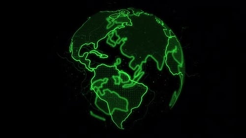 Digital Green Earth Rotating Alpha Channel