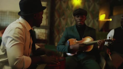 Musicians Playing Instruments in Urban Setting