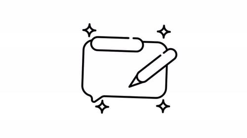 Animated Message Bubble and Pencil Line Art Icon