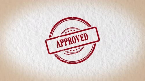 Red Approved Rubber Stamp Animation on Paper