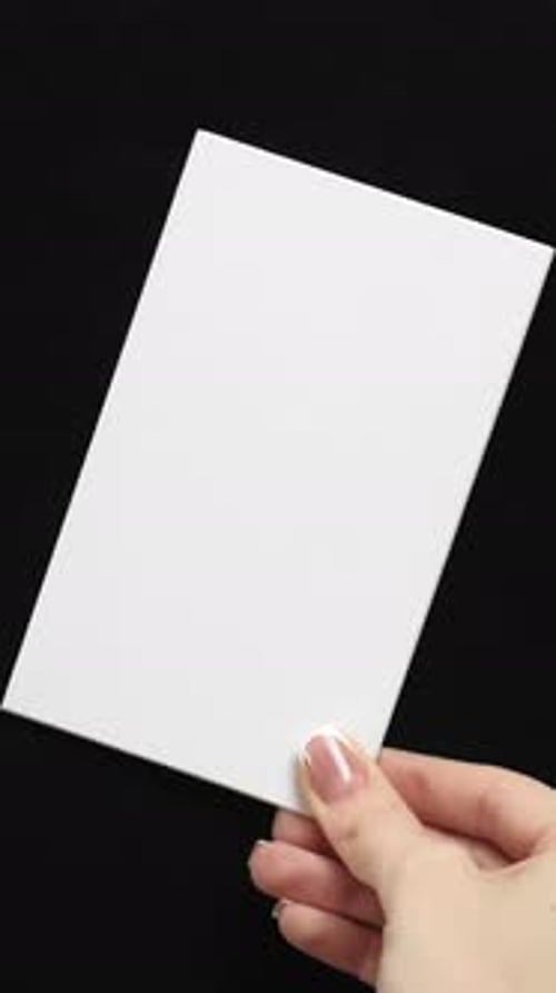 Vertical Video White Card Hand Mockup Paper Sheet