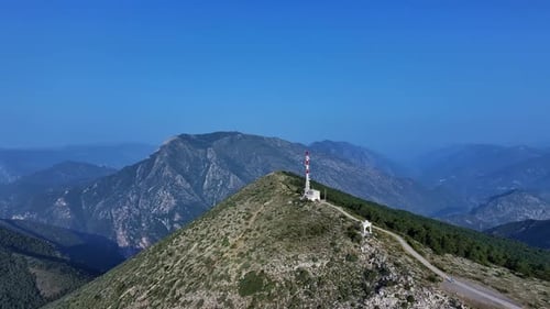 The orientation table of the madonne of Utelle panoramic drone view