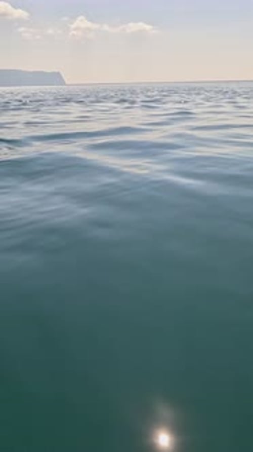 Sea Water Surface Low Angle View From Kayak Camera Flies Over Clear Sea Water Nobody Holiday