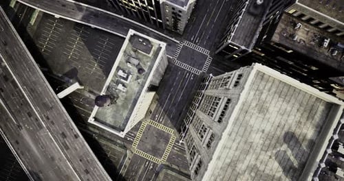 Cities Intersecting in a Futuristic Urban Landscape Captured From Above