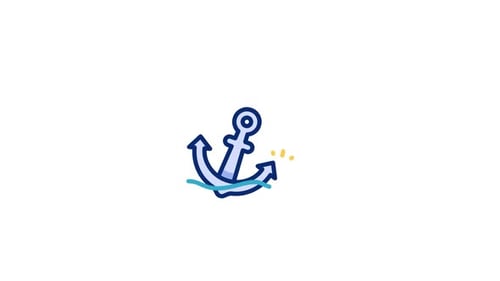 Animated Anchor Icon with Wavy Water Effect