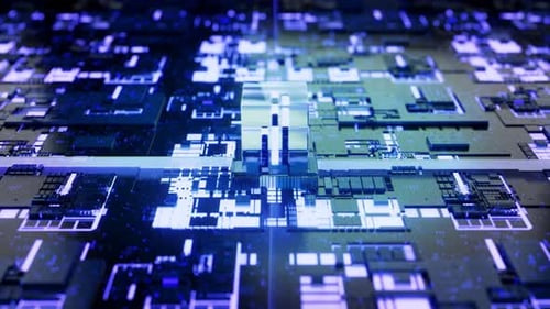 Digital Circuit Board with Central Processing Unit Animation
