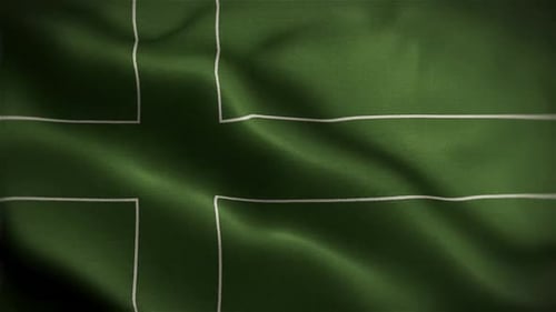 Green Fabric Flag with White Cross Waving Loop