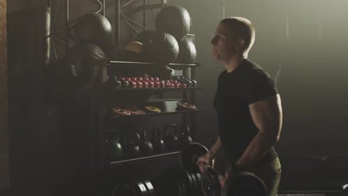 Man training with barbell