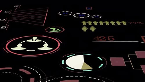 Data and Charts Animation on Black Background
