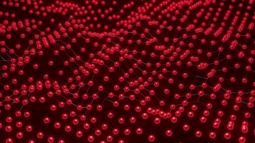 Red Mesh With Glowing Nodes Rotating Technology Futuristic Abstract Background 3d render