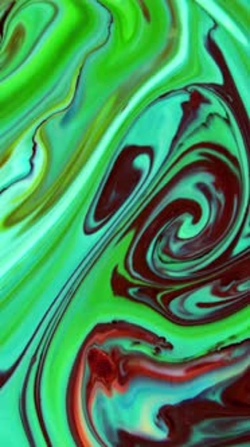 Fluid Art with Green, Brown, and Blue Swirls