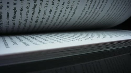 Closeup Turning Pages of Book with Moving White Pages. Detailed View Leafing