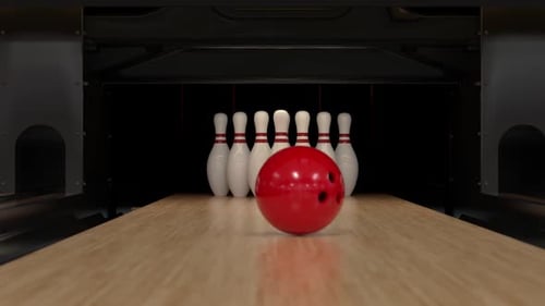 3D Animation of Bowling Ball Striking Pins