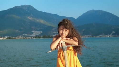 Child Dangerous Activity on Sea Shore