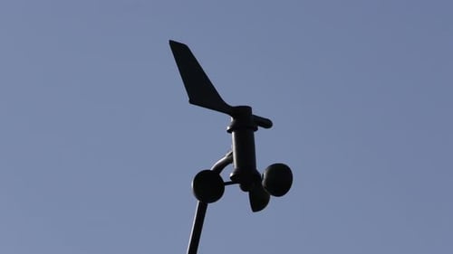 Detail shot on meteorological station captures wind metric silhouette