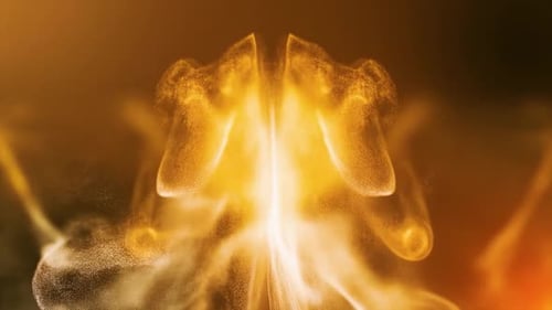 Dynamic Golden Fluid Particles Reveal Light Motion Background