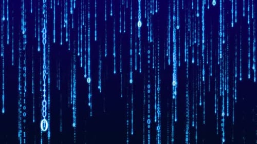 Big Data And Artificial Intelligence Binary Code Falling And Scrolling