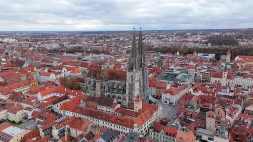 A Stunning Aerial View of the Beautiful and Historic City of Regensburg Bavaria Germany