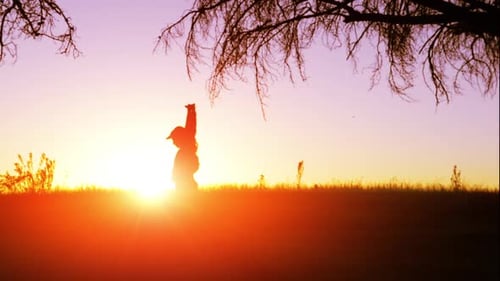 Woman Running/ Warming Up at Sunrise Action