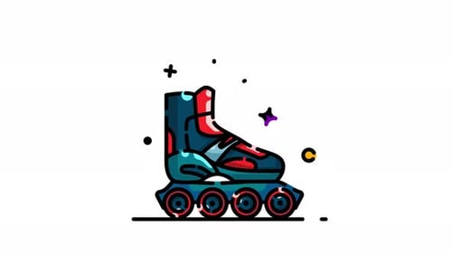 Modern Cartoon Inline Skate Icon Animation