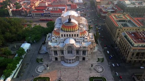 Drone Overview of Bellas Artes and Downtown Mexico City