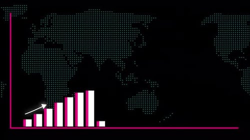 Animated Bar Chart Data Growth with World Map Background