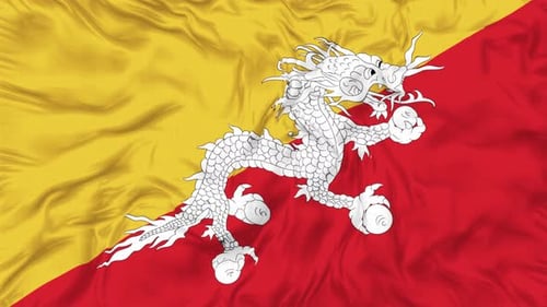 Waving Flag of Bhutan Realistic Seamless Loop