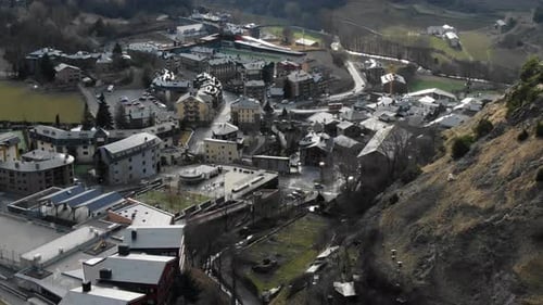Andorran mountain town, aerial view, Andorra