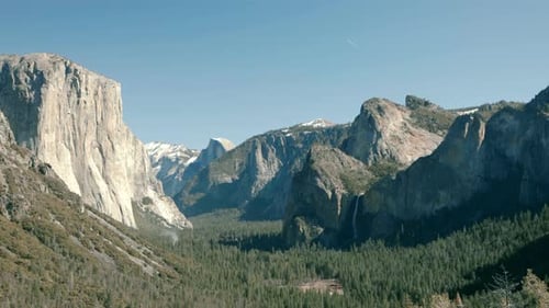 4K Yosemite Valley with Waterfall