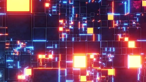 Futuristic Glowing Digital Grid Network Animation