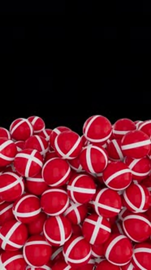 Falling Red and White Spheres Animation with Cross Pattern