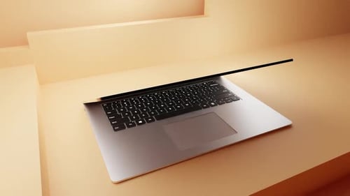 Opening Laptop with Green Screen on the Screen