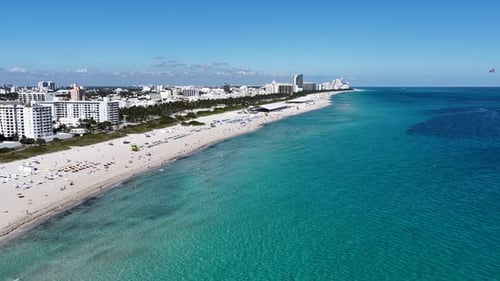 Miami Beach Skyline At Miami Beach In Florida United States.