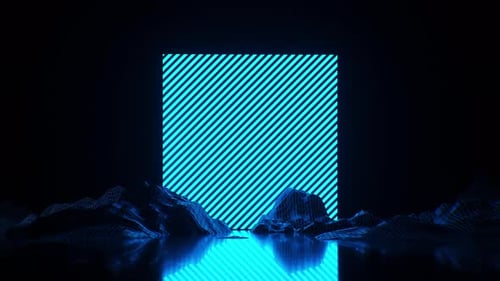 Abstrakte Science-Fiction-Schleife mit glühenden Würfeln