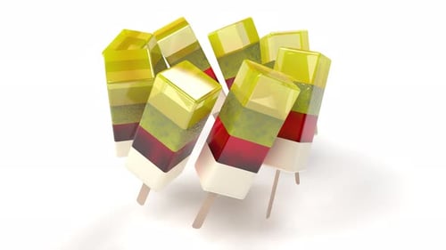 Colorful Layered Popsicles Rotating for Summer Treats
