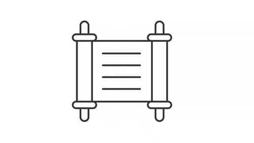 Animated Line Icon of a Scroll Revealing Text