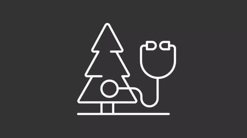 Flat Design Animated Tree Stethoscope Icon