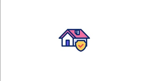 Animated House Shield Icon for Property Security