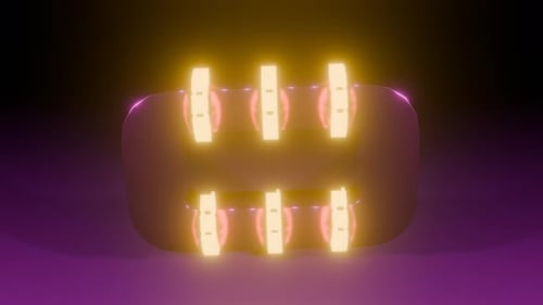 Rotating Zero Shape With Objects 4 K Vj Loop Futuristic Motion Background Pink Gold