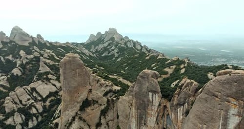 Aerial Landscape View of Montserrat Mountain in Catalonia