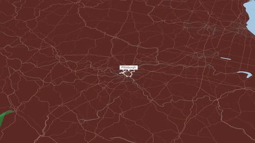 Rotating Map Of Pittsburgh City, USA
