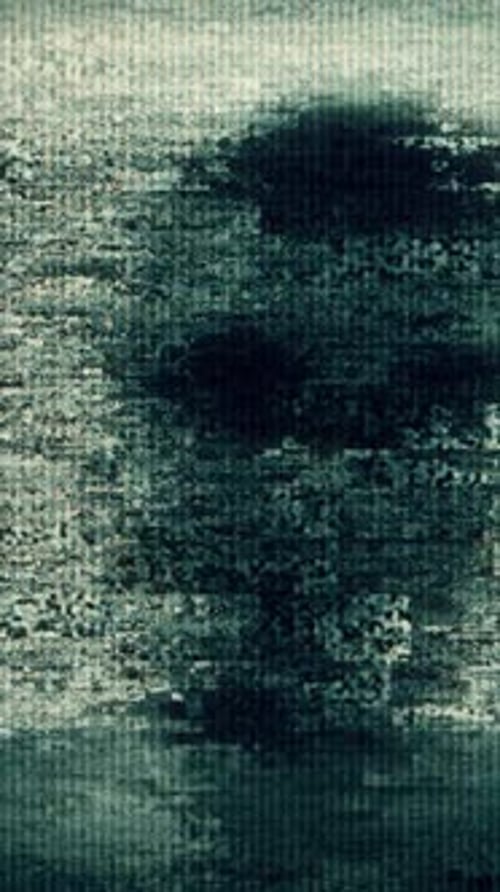 Mysterious Monster Figure Ghostly Glitch Background with Haunting Dark Signal Ghosting