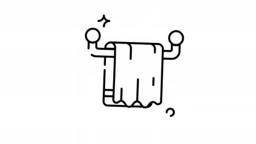 Minimalist Line Art Towel Icon Animation