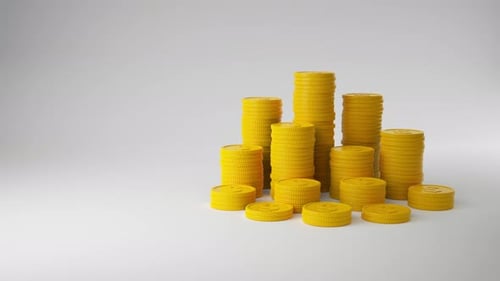 Growing Stacks of Golden Coins Financial Animation